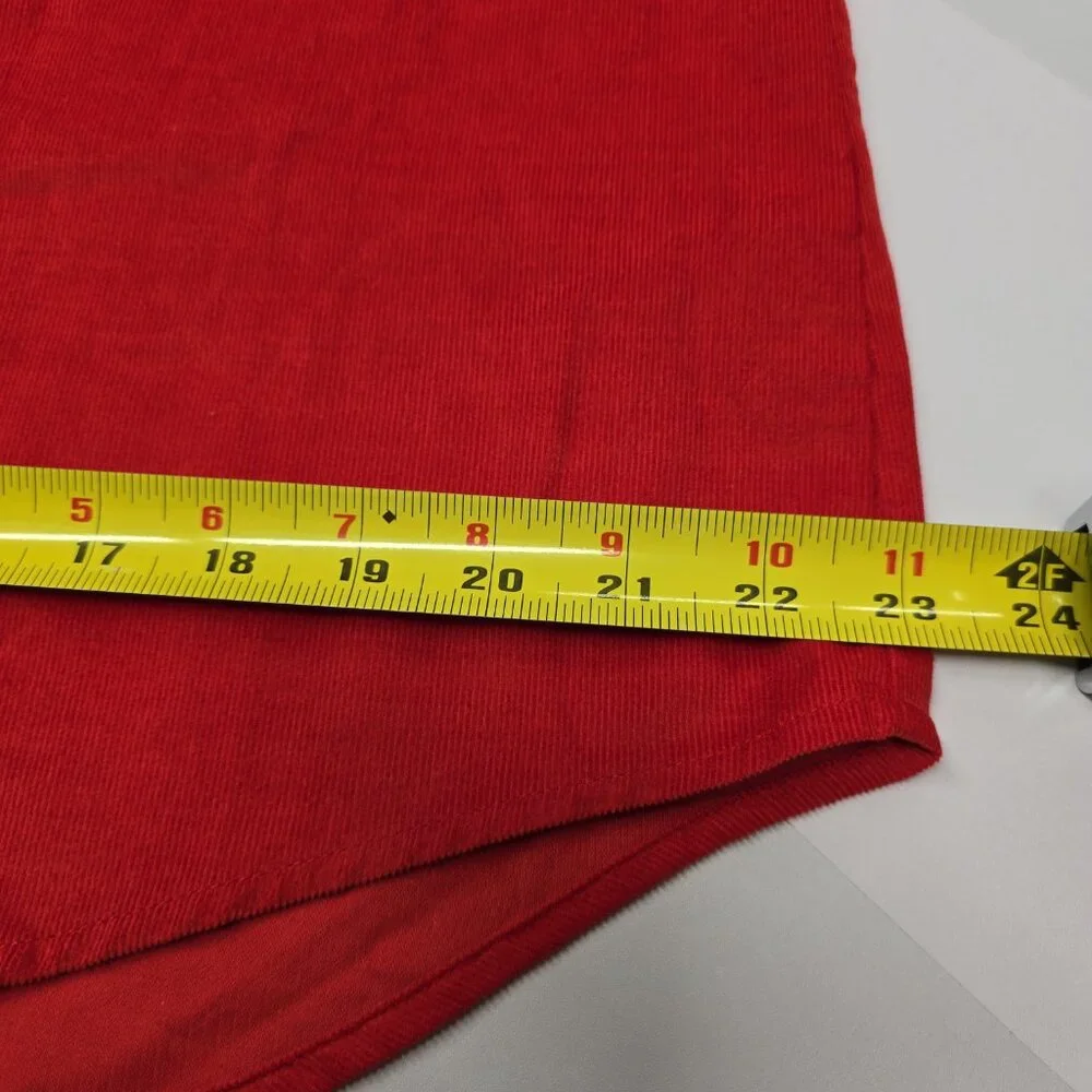 NWT G.H. Bass & Co. Red Corduroy Button-Up Shirt Dress - Medium - Picture 7 of 11